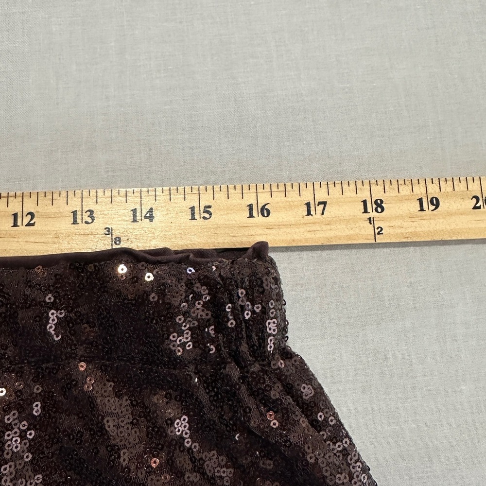 Liz Claiborne Women's L Sequin Midi Skirt Chocolate Brown Lined Sheer Hem NEW - Picture 4 of 9